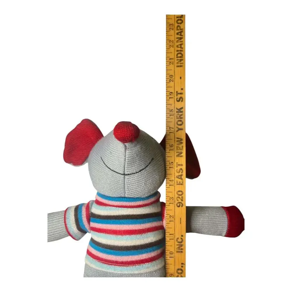 Dan Dee Collector's Choice Gray Knitted Sock Mouse Plush with Striped Shirt